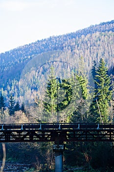 Sunny autumn landscape in mountains