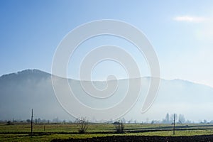 Sunny autumn landscape in mountains