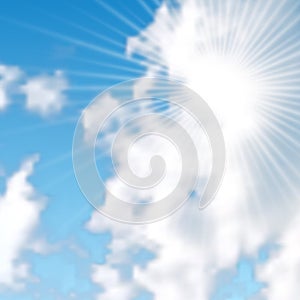 Sunny background with clouds on blue sky