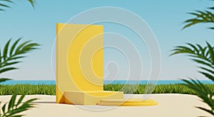 Sunny Beach Display Podium with Vivid Yellow photo