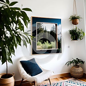 Sunny Bohemian room with house plants