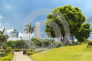Sunny bright view from Chinese garden in Rizal Luneta park, Manila, Philippines photo