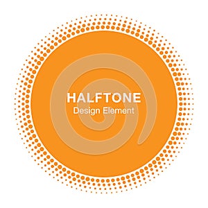 Sunny Circle Halftone Logo Design Element. Sun vector icon.