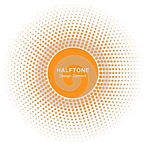 Sunny Circle Halftone Logo Design Element. Sun vector icon.