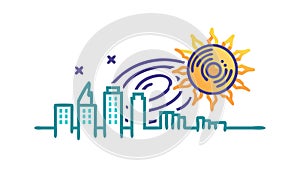 Sunny City Skyline Icon - Urban Development Bright Future, vector design Generative AI