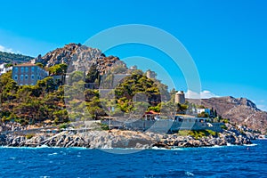 Sunny cityscape of Greek town Hydra