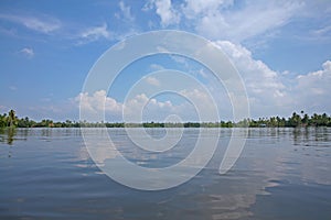 Sunny clear day on Keralan Backwaters