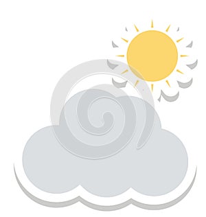 Sunny Cloud, Weather Color Isolated Vector Icon