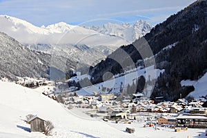 Sunny day in alps village