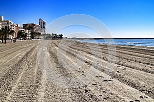 Sunny day on the beach in Santa Pola, Alicante