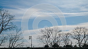 Sunny day with blue sky and white cloud.