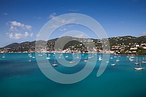 Travel Vacation Sailboats in a Caribbean Harbor