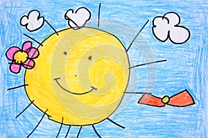 Sunny day- crayon drawing