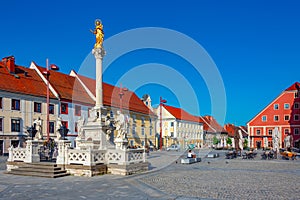 Sunny day at glavni trg square in Maribor, Slovenia