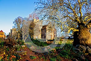 Sunny day on the grounds of Canterbury City`s Tower house in Kent, UK