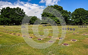 Sunny day on La Cambe German war cemetery, France