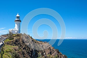 Sunny day Lighthouse at Byron bay australia.