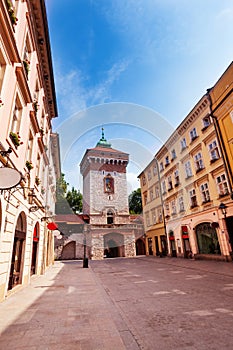 Sunny day near St. Florian's Street gates, Krakow