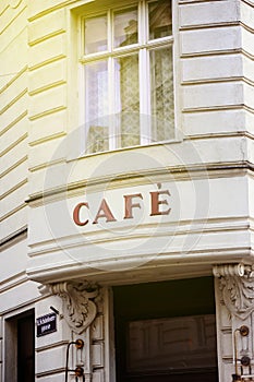 French cafe in Vienna on a sunny day