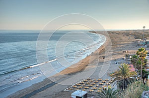 Sunny day at Playa del Ingles at Maspalomas at Gran Canaria, Canary Islands, Spain