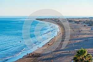 Sunny day at Playa del Ingles at Maspalomas at Gran Canaria, Canary Islands, Spain