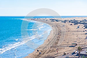 Sunny day at Playa del Ingles at Maspalomas at Gran Canaria, Canary Islands, Spain