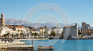 Sunny day at Riva Harbor Split, Croatia