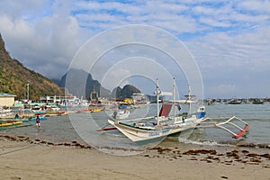 Typical Philippine boats in El Nido