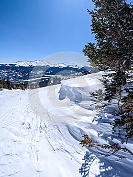 sunny day on slopes in breckenridge colorado ski resort