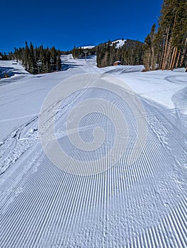 sunny day on slopes in breckenridge colorado ski resort