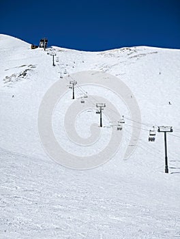 sunny day on slopes in breckenridge colorado ski resort