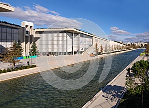 Sunny day at the Stavros Niarchos Cultural Center in Athens, Greece