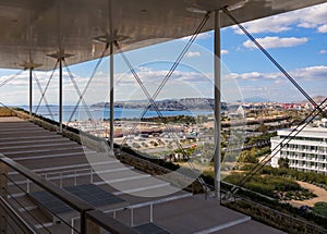 Sunny day at the Stavros Niarchos Cultural Center in Athens, Greece