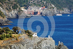 Sunny day in Vernazza resort, Cinque Terre, Italy, Europe