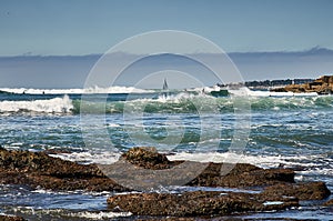 Sunny day view of beach in Sao Pedro Estoril, Portugal - Image