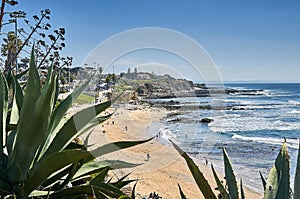 Sunny day view of beach in Sao Pedro Estoril, Portugal - Image