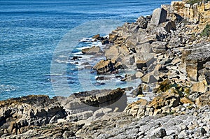 Sunny day view of beach in Sao Pedro Estoril, Portugal - Image