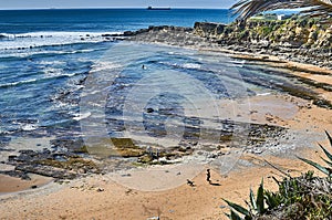 Sunny day view of beach in Sao Pedro Estoril, Portugal - Image