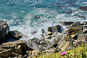 Sunny day view of beach in Sao Pedro Estoril, Portugal - Image