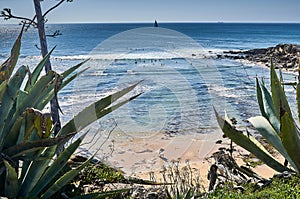 Sunny day view of beach in Sao Pedro Estoril, Portugal - Image