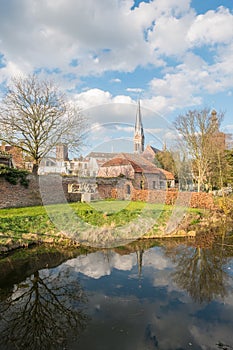 Sunny dutch cityscape with relfection.