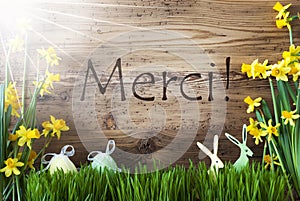 Sunny Easter Decoration, Gras, Merci Means Thank You