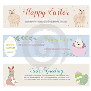 Sunny Estar banners with rabbits, sheep and floral ornaments photo