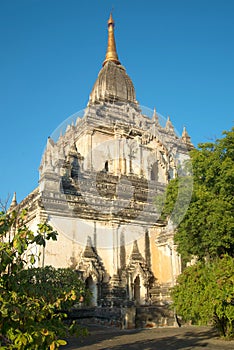 Sunny evening by the ancient Buddhist temple Gawdaw-palin. Bagan, Myanmar photo