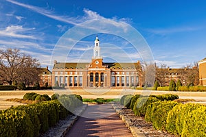 Sunny exteior view of the Edmon Low Library of Oklahoma State University