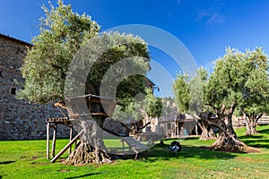 Sunny exterior view of the Castello di Amorosa winery