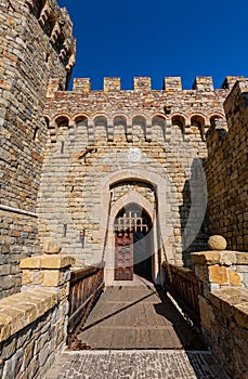 Sunny exterior view of the Castello di Amorosa winery