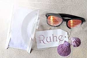 Sunny Flat Lay Summer Label Ruhe Means Peace