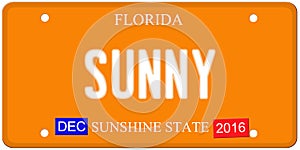 Sunny Florida License Plate