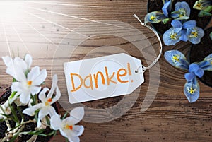 Sunny Flowers, Label, Danke Means Thank You